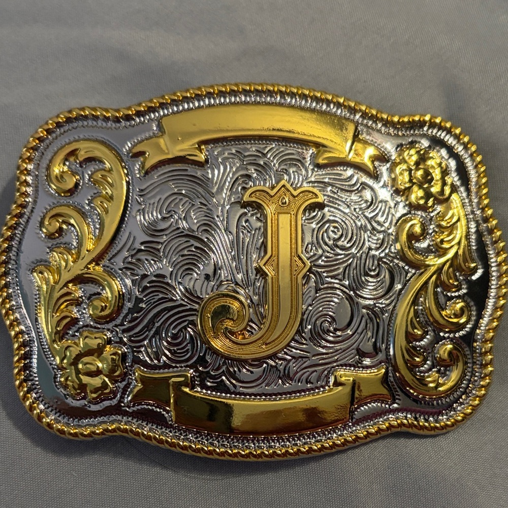 Gold and Silver Ornate Belt Buckle